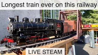 Victoria BC: Live Steam 0-6-0 Pulling 24 G Scale Cars (background info in blurb! Please subscribe)