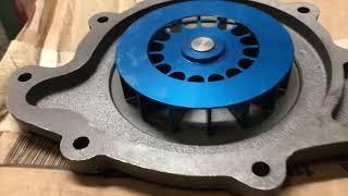 Shaping a FlowKooler water pump plate for a 67 Pontiac GTO engine.