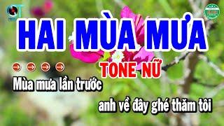 Karaoke Hai Mùa Mưa Tone Nữ Nhạc Sống Beat Phối Mới | Cẩm Tiên Organ