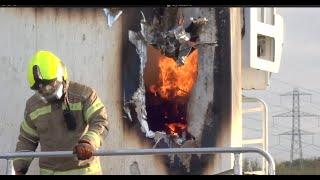 Notts Fire Brigade Fight Lorry Fire