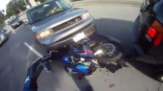 Biker Gets Rear Ended and Survives!