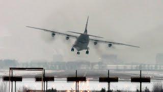 Landing in a crosswind. AN-12-Sound familiar from childhood / Chkalovsky Airfield