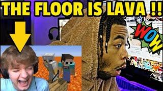 TommyInnit Minecraft, BUT THE FLOOR IS LAVA... With GeorgeNotFound, Wilbur, & Ninja !! (REACTION)