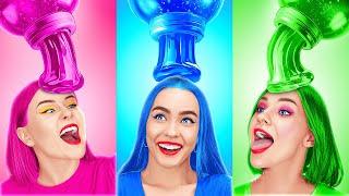 AMAZING COLOR FOOD CHALLENGES || Funny Eating Battles For 24 Hours By 123 GO!
