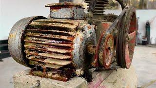 Restore Burned 3 Phase Motor // Restore Burned Out 3 Phase Motor// Work Again// For Air Compressor