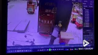 Truck door hits man after huge gust of wind || Viral Video UK