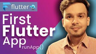 Flutter Hello World App | runApp() how it works? | Your First Flutter App | #59 | Hindi