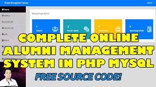 Complete Online Alumni Management System using PHP MySQL| Free Source Code Download
