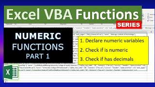 Excel VBA Functions: Numeric Functions Part 1