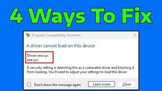 How To Fix A Driver Cannot Load On This Device (ene.sys Driver)