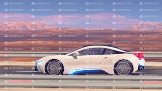 Future car going on the road 4k animation