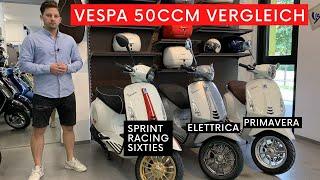 Vespa 50ccm Modelle 2020 [Primavera, Elettrica, Sprint] und Beschleunigungsvergleich