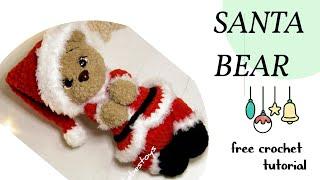 How to crochet a bear, Santa bear crochet tutorial, crochet cute bear pattern