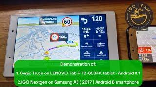 Demonstration of Sygic Truck on IGO Nextgen on Android 8. Download link in the description!