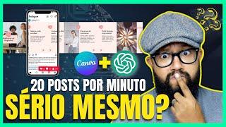 ChatGPT + Canva, INACREDITÁVEL, crie MUITOS posts em LOTE no AUTOMÁTICO