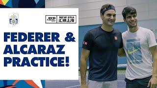 LEGENDARY  Roger Federer and Carlos Alcaraz Practice Together At The Rolex Shanghai Masters