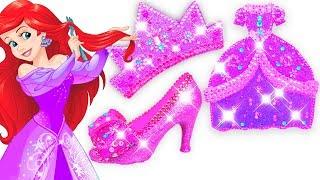 Play Doh Making Colorful Sparkle Disney Princess Ariel Dress High Heels Crown Castle Toys