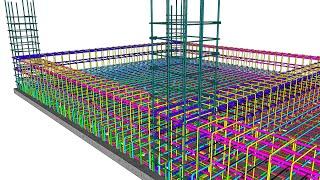 Raft Footing foundation or Bed-plate Foundation design details 4D Animation