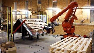 Amazing Process Making Pallets by Robots and People