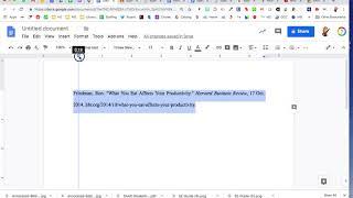How to reverse-indent citations in Google Docs