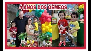 FESTA TURMA DA MÔNICA | 4 ANOS DOS GÊMEOS | DECORAÇÃO POCKET COM KIT FESTA