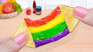 Best Of Food Recipe | Satisfying Colorful Miniature Rainbow Cheese Sandwich | Lily Tiny Cooking