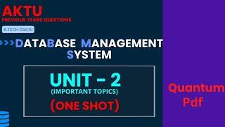 UNIT-2 I ONE SHOT Revision I DBMS I Relational Data Model | AKTU