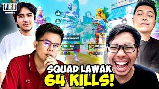 GA NYANGKA! SQUAD LAWAK KEMBALI RATAKAN SETENGAH SERVER! 64 KILLS! - PUBG MOBILE