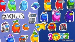 DIY AMONG US STICKERS Easy//DIY paper stickers ملصقات امونج اس