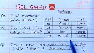 Top SQL Queries for Interview | Must Do SQL Interviews Queries