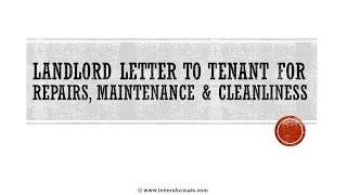 How to Write a Landlord Letter to Tenant for Repairs, Maintenance & Cleanliness