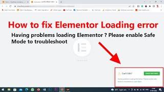 How to fix Elementor Loading errortor error | Please enable Safe Mode to troubleshoot || Hindi