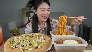 LIVE ) 피자 한판과 김치필라프 쉬림프파스타 후식은 탕탕후루후루탕탕후루루루루 Pizza Pasta MUKBANG