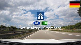 Driving in Germany: Autobahn A61 from Kreuz Alzey to Stromberg POV