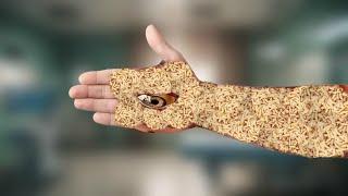 ASMR Treatment 2D Animation | Remove maggots & worm from Infected Hand |