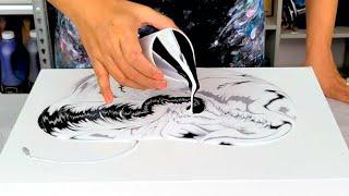 Soft and Funky! - Simple Split Cup - Acrylic Pouring in Monochrome Colors