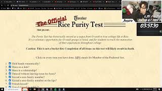 Taking the RICE PURITY TEST and Answering Your Questions (SUBATHON DAY 13)
