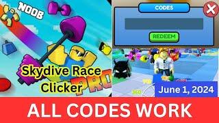 *All CODES WORK* Skydive Race Clicker ROBLOX, June 1, 2024