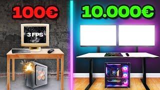 100€ vs. 10.000€ Gaming Setup Battle! 