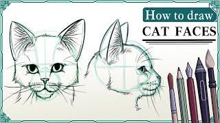 How to draw CAT FACES - Step by Step Art Tutorial