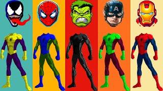 Wrong Heads Top Superheroes | Wrong Superheroes Puzzle | Spider-Man, Hulk, Venom, Captain America