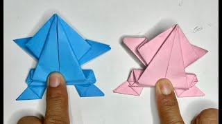 how to make a origami frog very easy with paper  | Fun lovely Paper Craft Tutorial