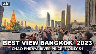 【 4K】BEST sunset view in Bangkok - $1 Chao Phraya River Cruise Sightseeing