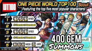 400 GEM One Piece World Top 100 Scout SUMMONS | One Piece Bounty Rush (OPBR)