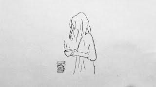 Girl Drinking Coffee • Aesthetic Drawing Tutorial