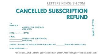 Complaint Letter for Not Receiving Refund – Cancelled Subscription Refund Application