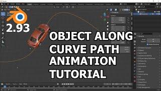Object Along curve path Animation tutorial in blender 2.93