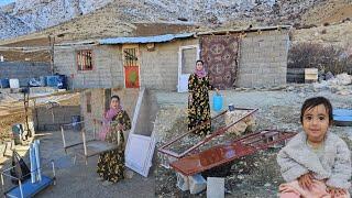 Painting the door of the house and cooking healthy food for little Parasto  / Nomadic documentary