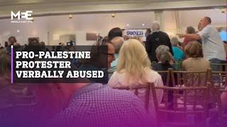 Attendees verbally abuse pro-Palestine protester at Tom Suozzi campaign event