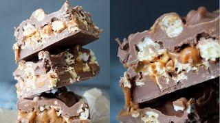 How To Make Popcorn Dulche De Leche Chocolate Bars - Sweet Treat Sunday - By One Kitchen